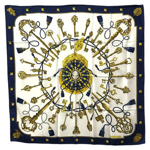 HERMES White Silk Scarf